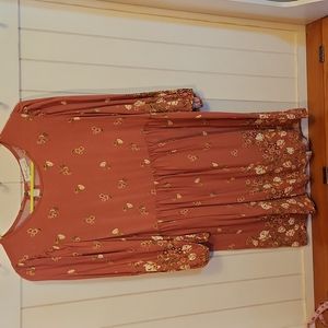 BeBop Junior's 3/4 Sleeve Printed Woven Dress Rust - Large